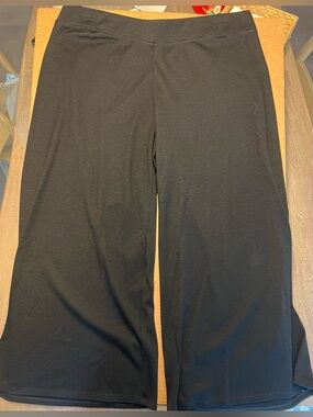 Eileen Fisher Pants Pull On Wool Black Wide Leg Size Large